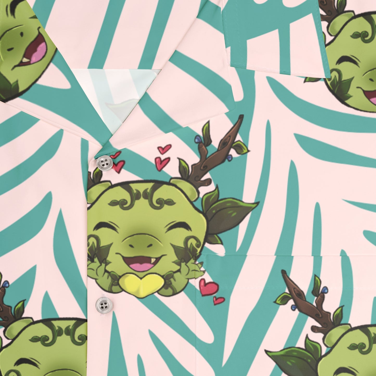Tiny Leaf Dragon Hawaiian Shirt (White and Green)