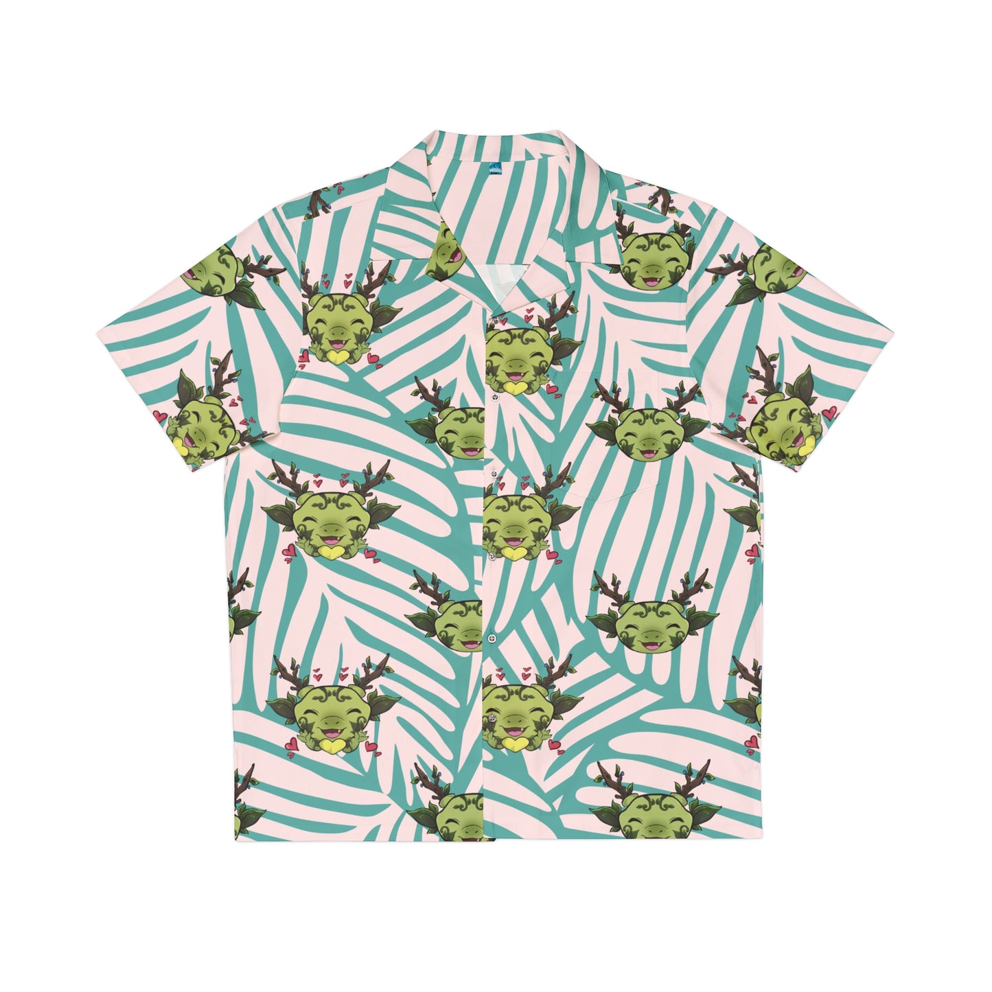 Tiny Leaf Dragon Hawaiian Shirt (White and Green)