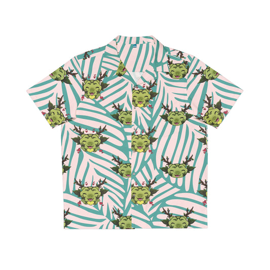 Tiny Leaf Dragon Hawaiian Shirt (White and Green)