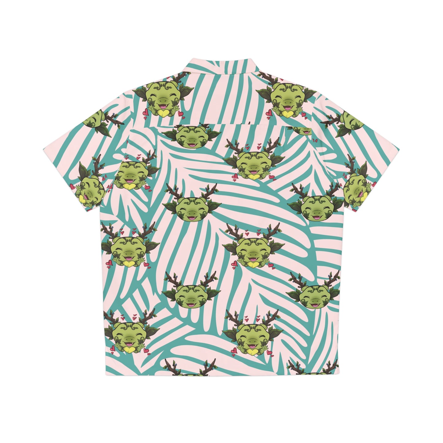 Tiny Leaf Dragon Hawaiian Shirt (White and Green)