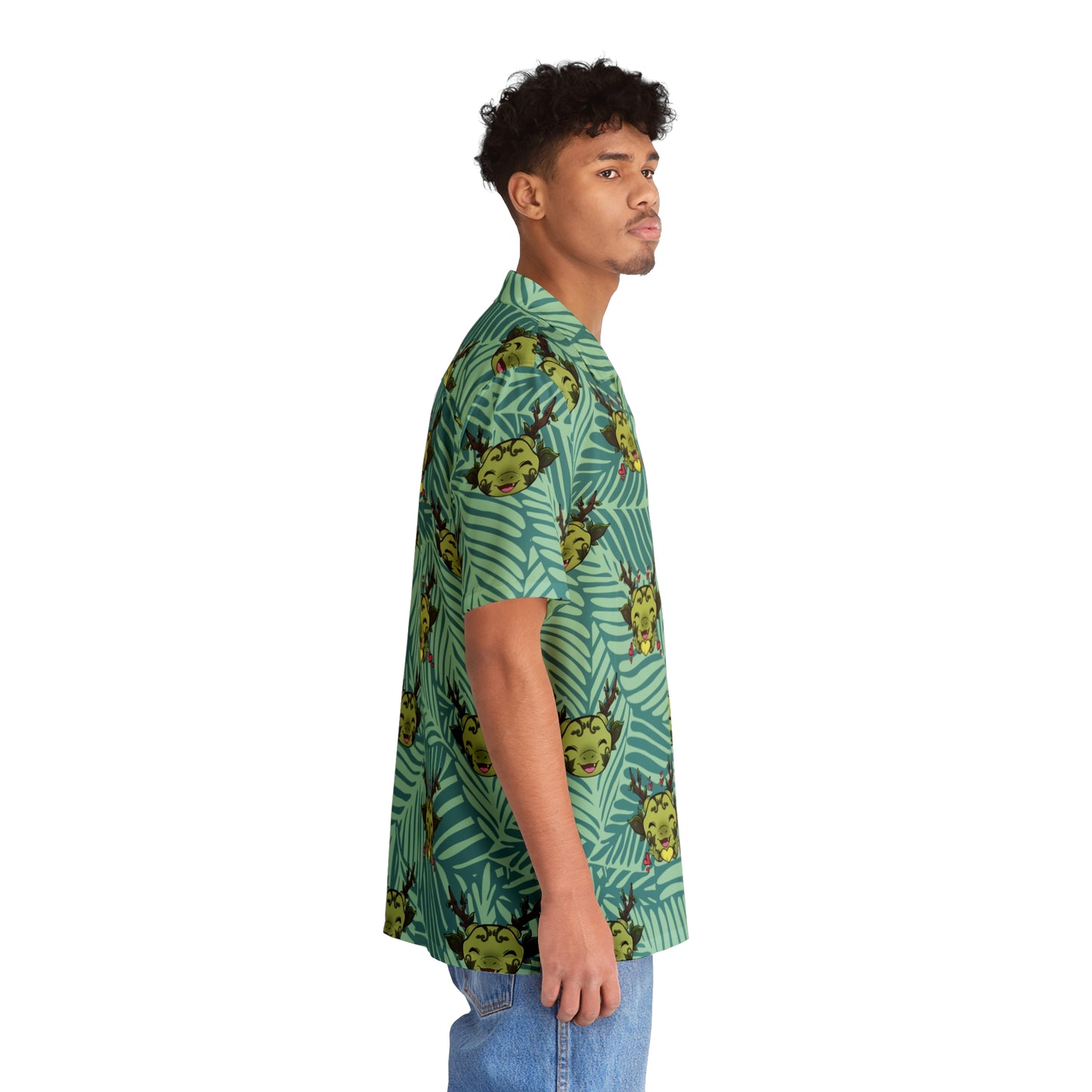 Tiny Leaf Dragon Hawaiian Shirt (Green and Dark Green)