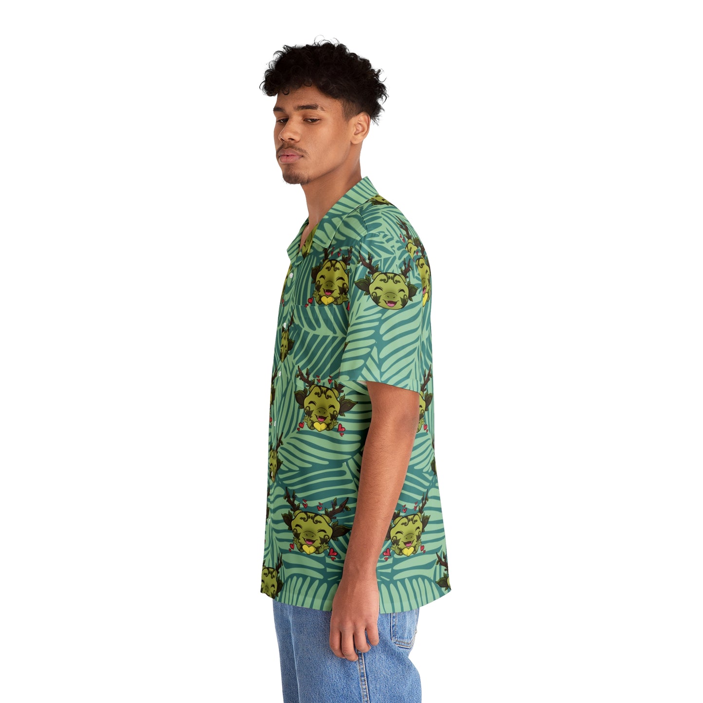 Tiny Leaf Dragon Hawaiian Shirt (Green and Dark Green)