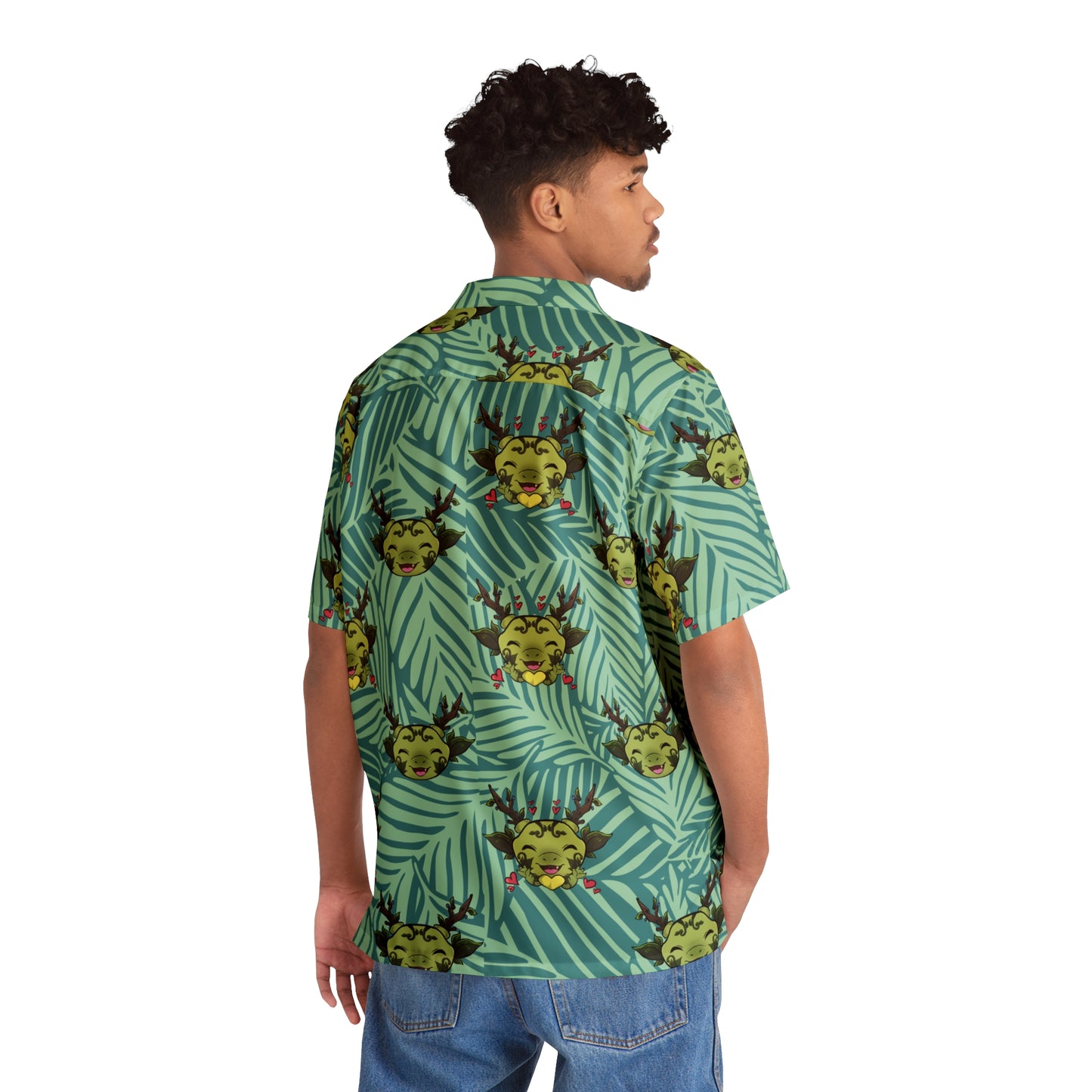 Tiny Leaf Dragon Hawaiian Shirt (Green and Dark Green)