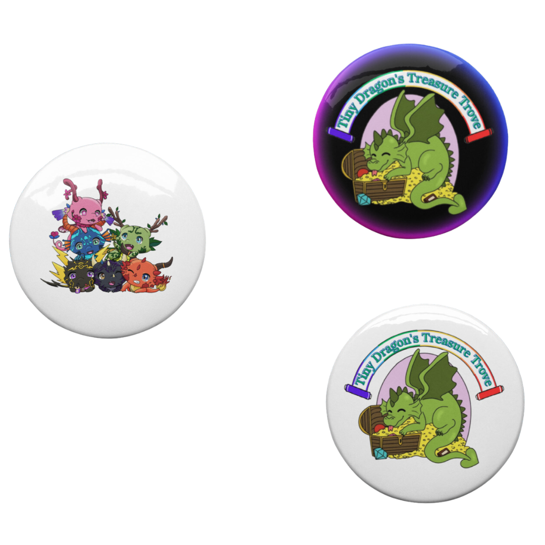 Tiny Dragon Merch Buttons