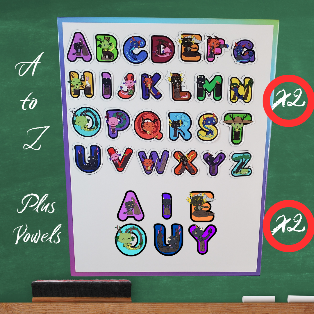 Tiny Dragon's ABC Magnets + Xtra Vowels