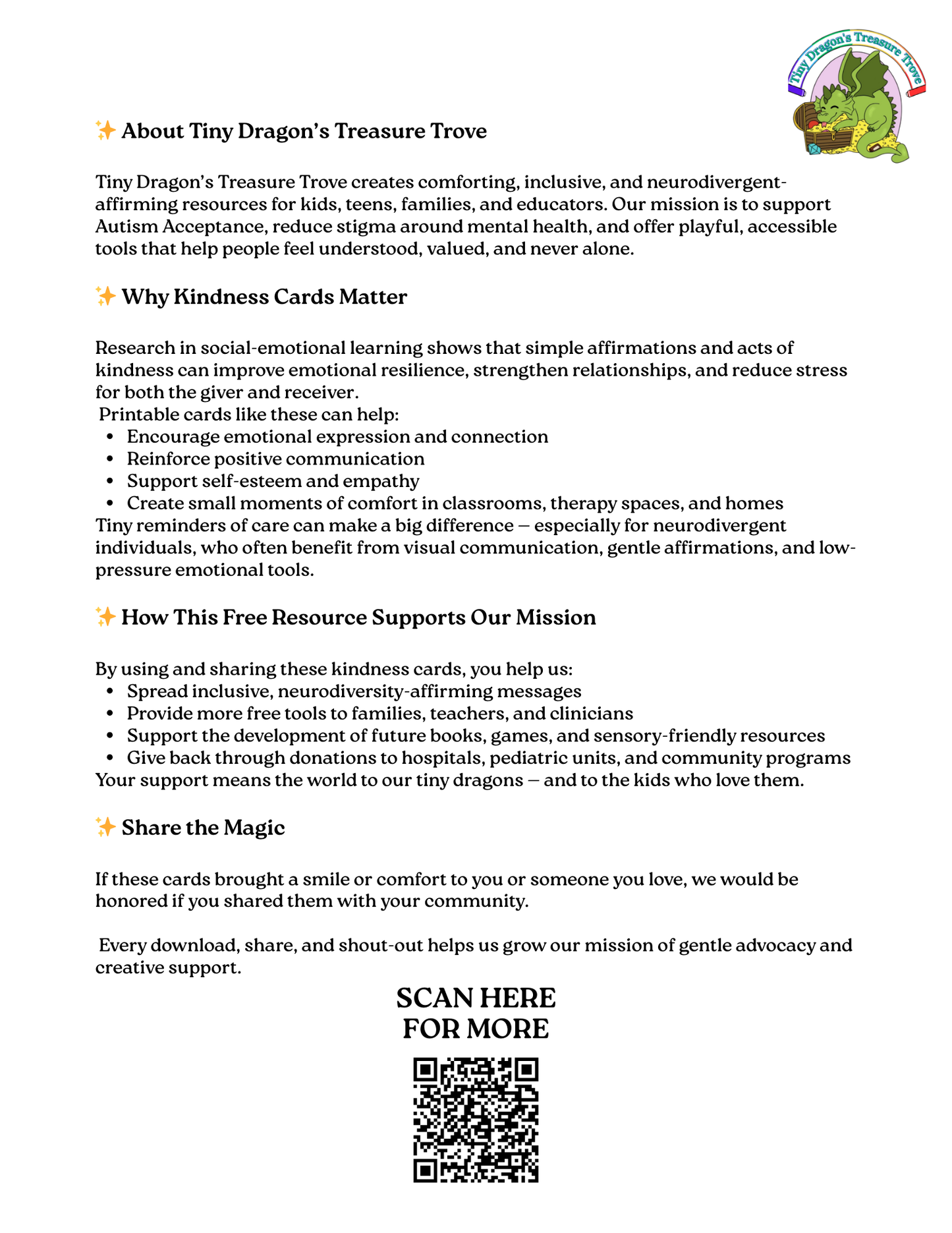 Tiny Dragon Kindness Cards – Free Printable Messages of Care & Gratitude